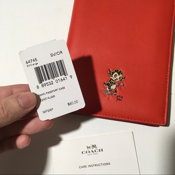 Coach x Gary Baseman Red Leather Passport Cover - Picture 6 of 8